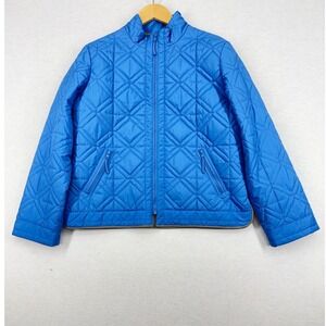 Talbots Blue Quilted Puffer Jacket Preppy Fall Winter Coat Medium‎